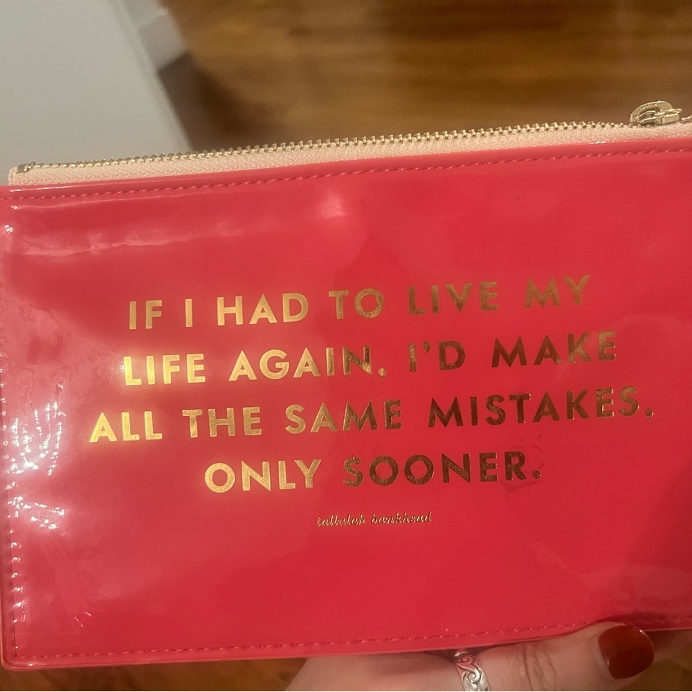 Kate spade quote Pink zip cosmetic bag / pouch pencil case